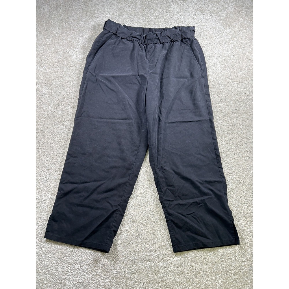 Eileen Fisher Pants Womens Small Pull On Elastic Waist Cropped Wide Leg Casual